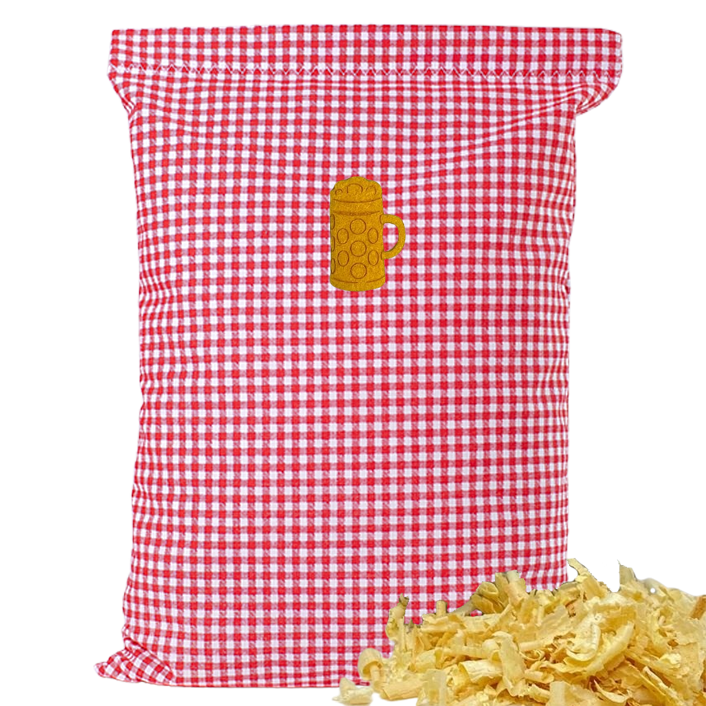 Baumwoll Zirbenkissen rot/weiß kleinkariert mit versch. Motiven - 30x20 cm