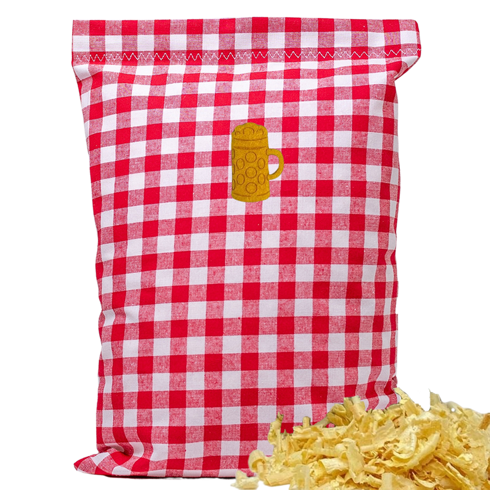 Baumwoll Zirbenkissen rot/weiß großkariert mit versch. Motiven - 30x20 cm