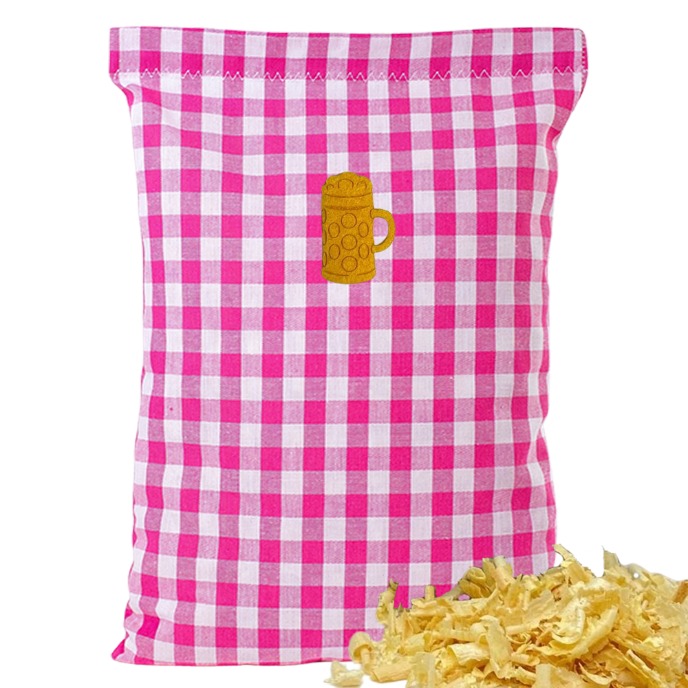 Baumwoll Zirbenkissen pink/weiß großkariert mit versch. Motiven - 30x20 cm