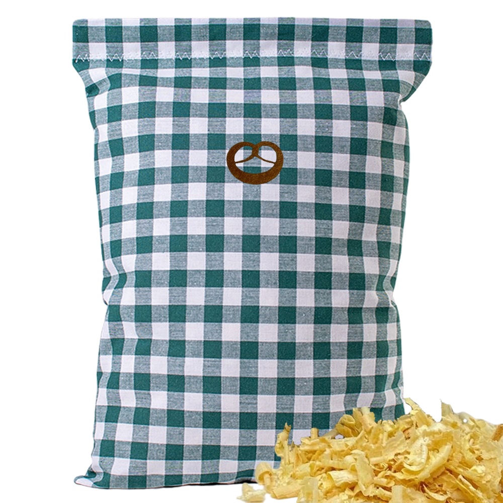 Baumwoll Zirbenkissen grün/weiß großkariert mit versch. Motiven - 30x20 cm