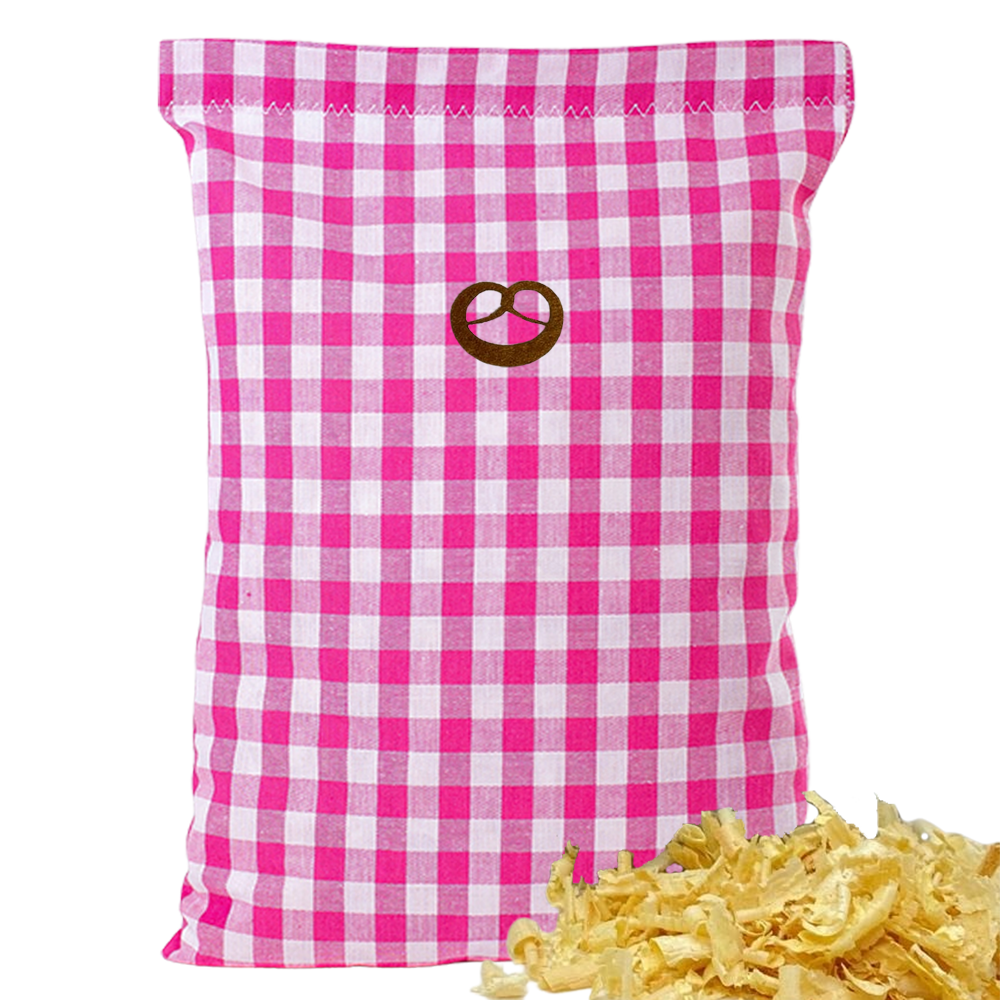 Baumwoll Zirbenkissen pink/weiß großkariert mit versch. Motiven - 30x20 cm