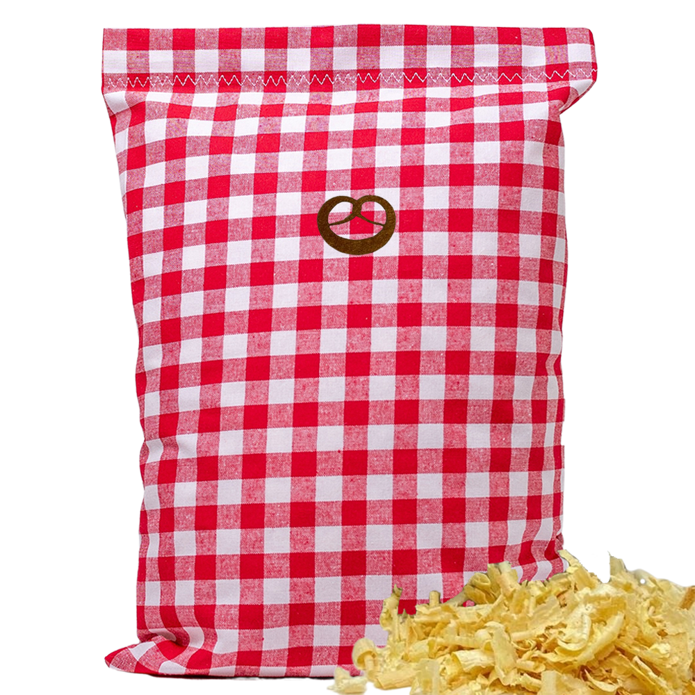 Baumwoll Zirbenkissen rot/weiß großkariert mit versch. Motiven - 30x20 cm