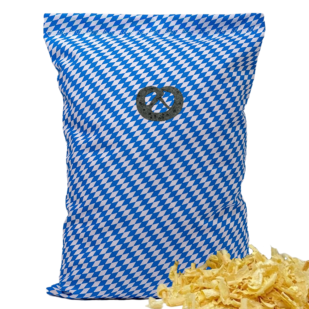 Baumwoll Zirbenkissen bayrisch mit Brezel grau - 30x20 cm
