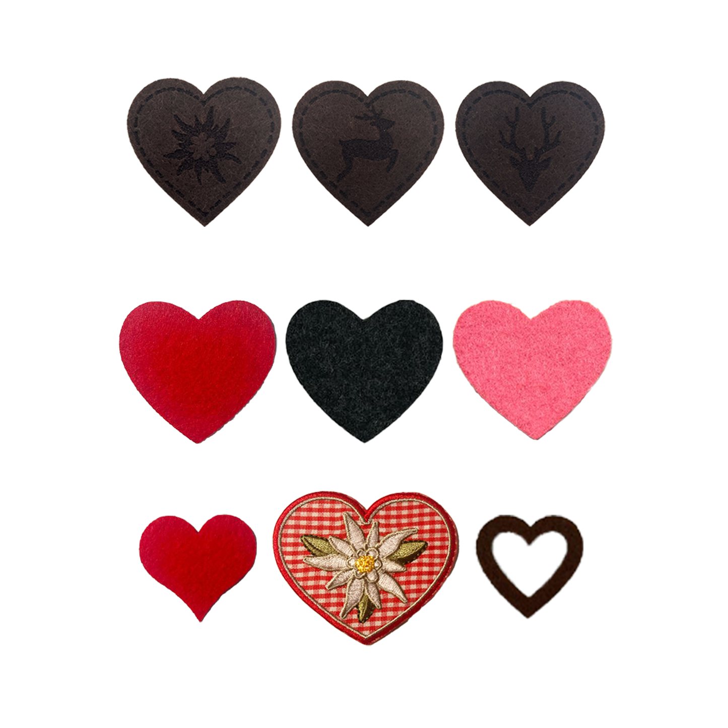 Baumwoll Zirbenkissen schwarz/weiß kariert mit versch. Herz-Motiven - 30x20 cm