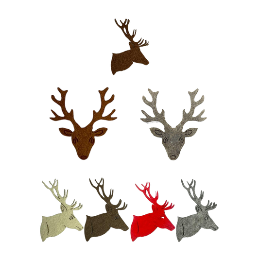 Zirbenkissen beige/weiß kariert - Hirschkopf-Motive - 30x20 cm - Hirschkopf braun 1 - Alpenzauber®