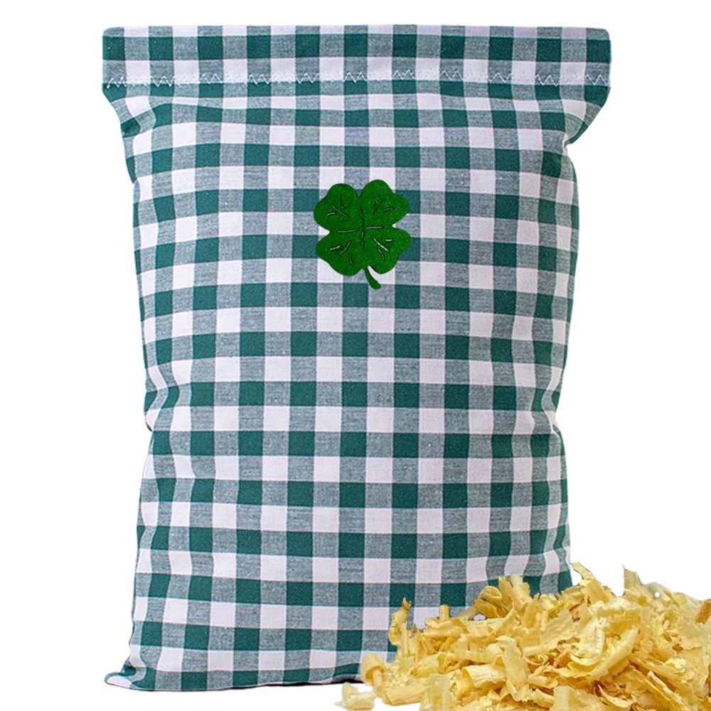 Baumwoll Zirbenkissen grün/weiß großkariert mit versch. Motiven - 30x20 cm
