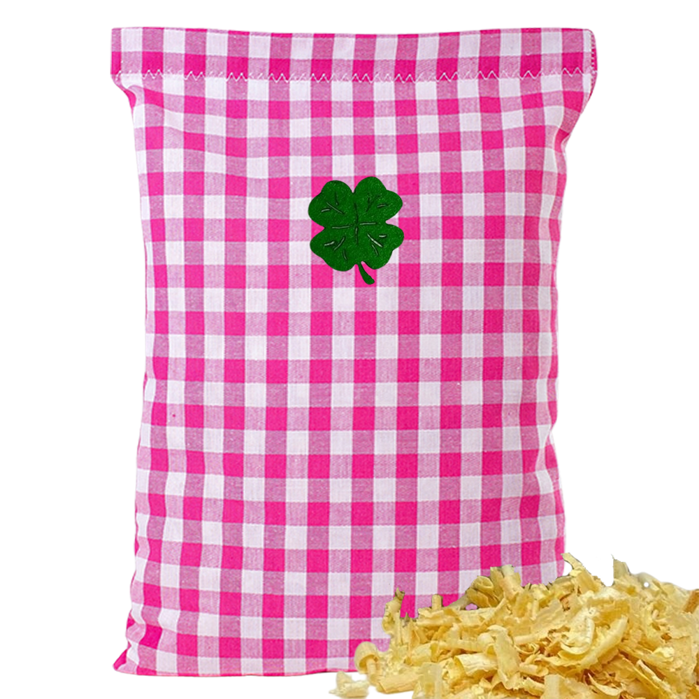 Baumwoll Zirbenkissen pink/weiß großkariert mit versch. Motiven - 30x20 cm