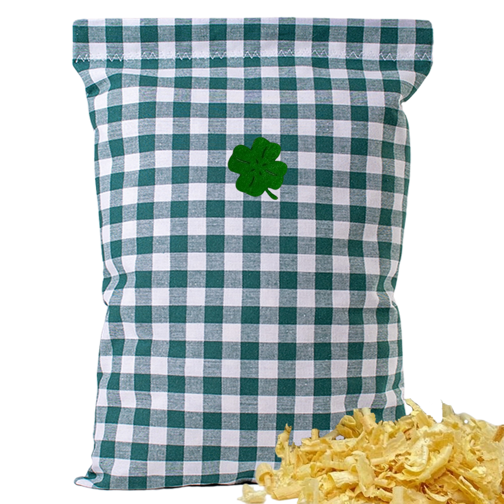 Baumwoll Zirbenkissen grün/weiß großkariert mit versch. Motiven - 30x20 cm