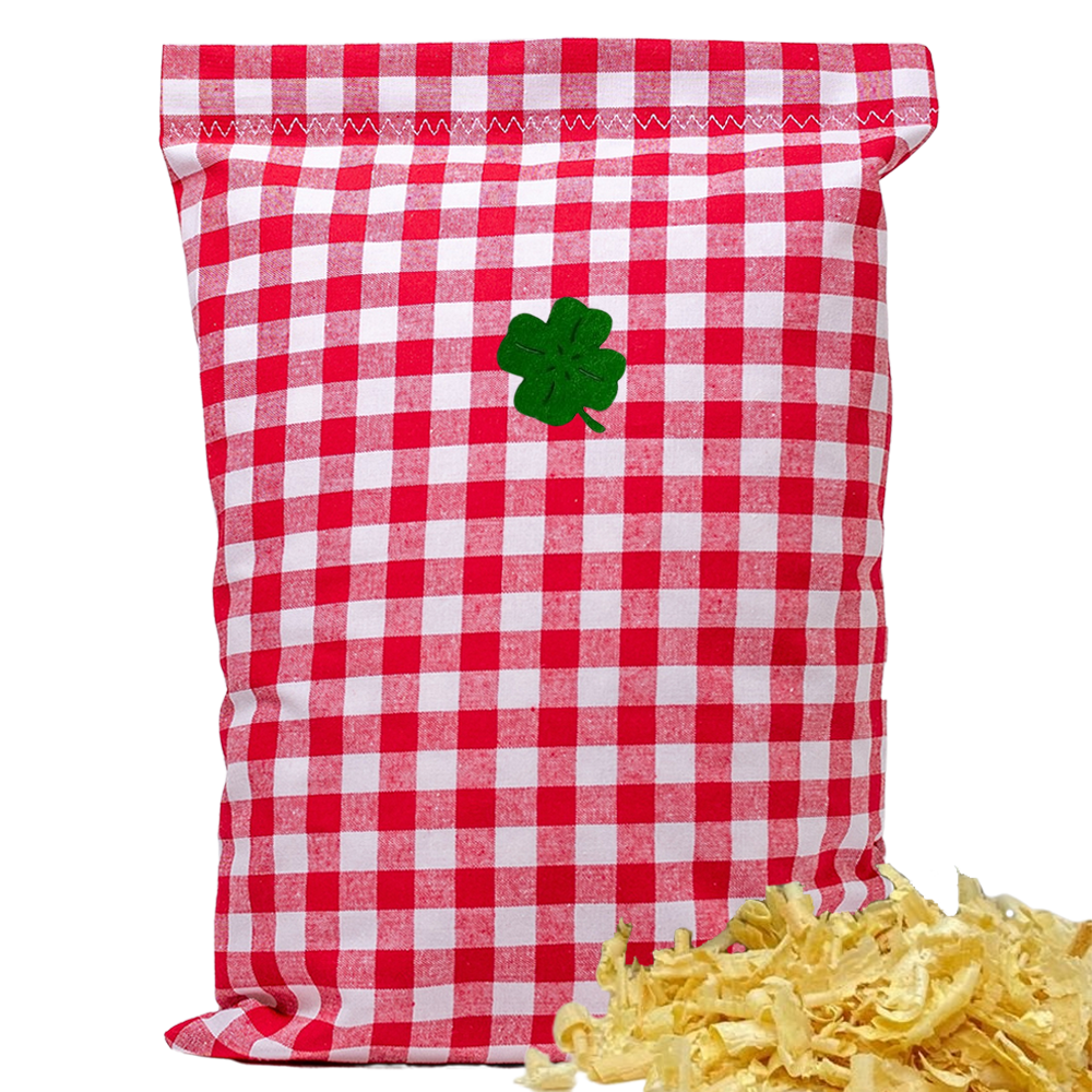 Baumwoll Zirbenkissen rot/weiß großkariert mit versch. Motiven - 30x20 cm