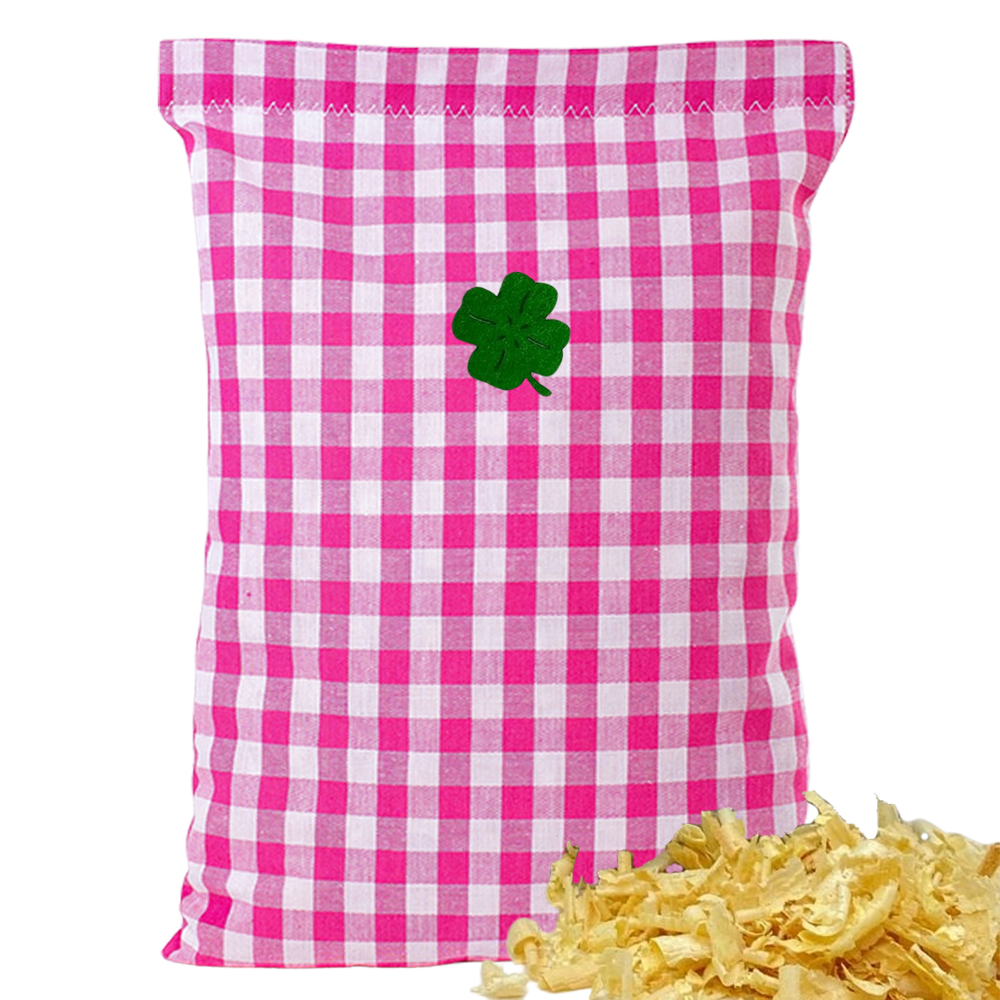 Baumwoll Zirbenkissen pink/weiß großkariert mit versch. Motiven - 30x20 cm