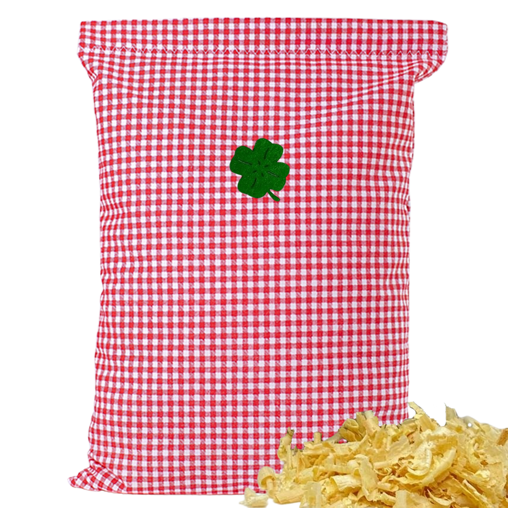 Baumwoll Zirbenkissen rot/weiß kleinkariert mit versch. Motiven - 30x20 cm