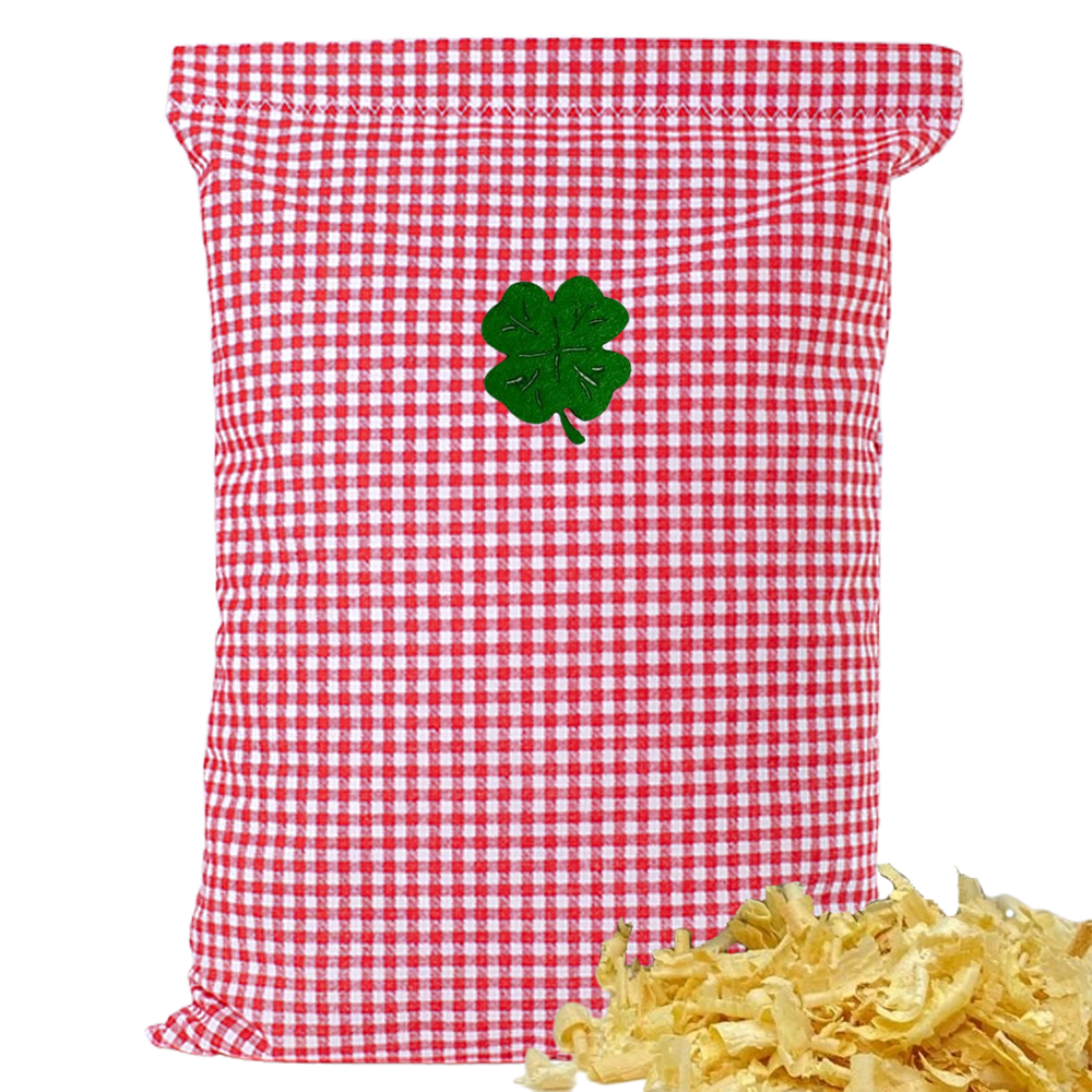 Baumwoll Zirbenkissen rot/weiß kleinkariert mit versch. Motiven - 30x20 cm