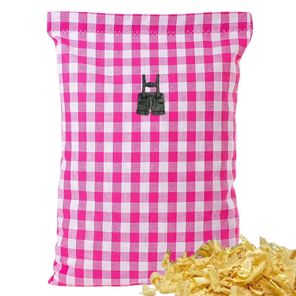 Baumwoll Zirbenkissen pink/weiß großkariert mit versch. Motiven - 30x20 cm