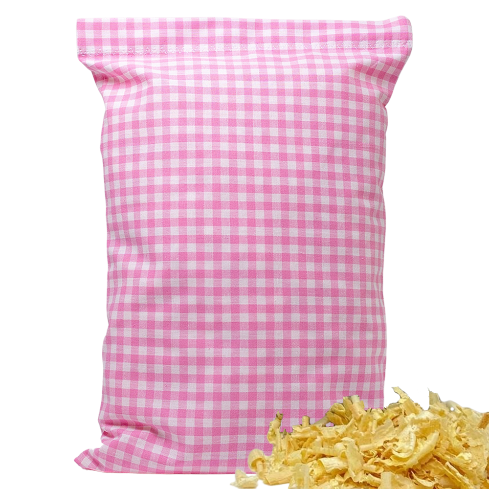 Baumwoll Zirbenkissen rosa/weiß kariert mit versch. Hirsch-Motiven - 30x20 cm