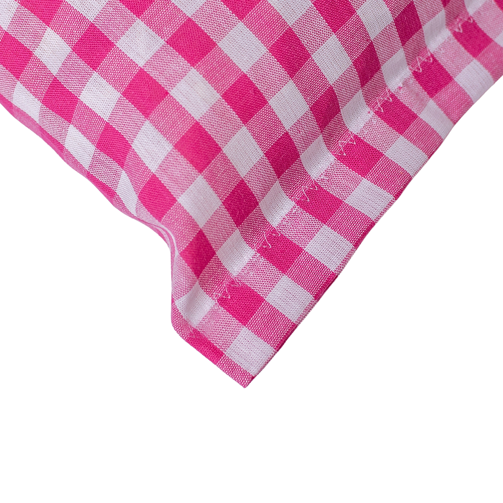 Baumwoll Zirbenkissen pink/weiß großkariert mit versch. Motiven - 30x20 cm