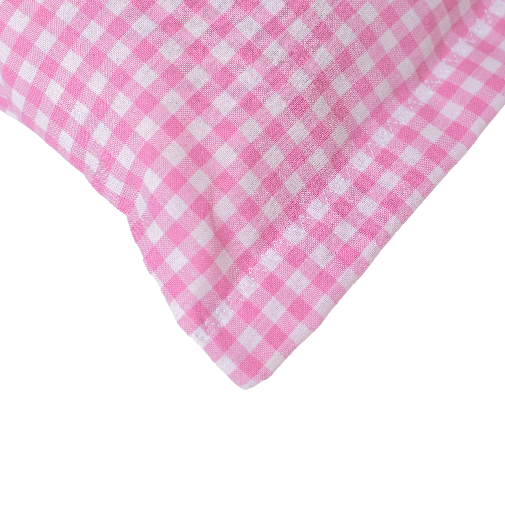 Baumwoll Zirbenkissen rosa/weiß kariert mit versch. Hirsch-Motiven - 30x20 cm