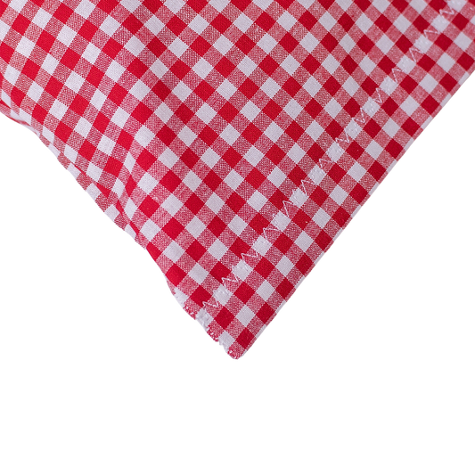 Zirbenkissen rot/weiß kariert - Kuh - 30x20 cm