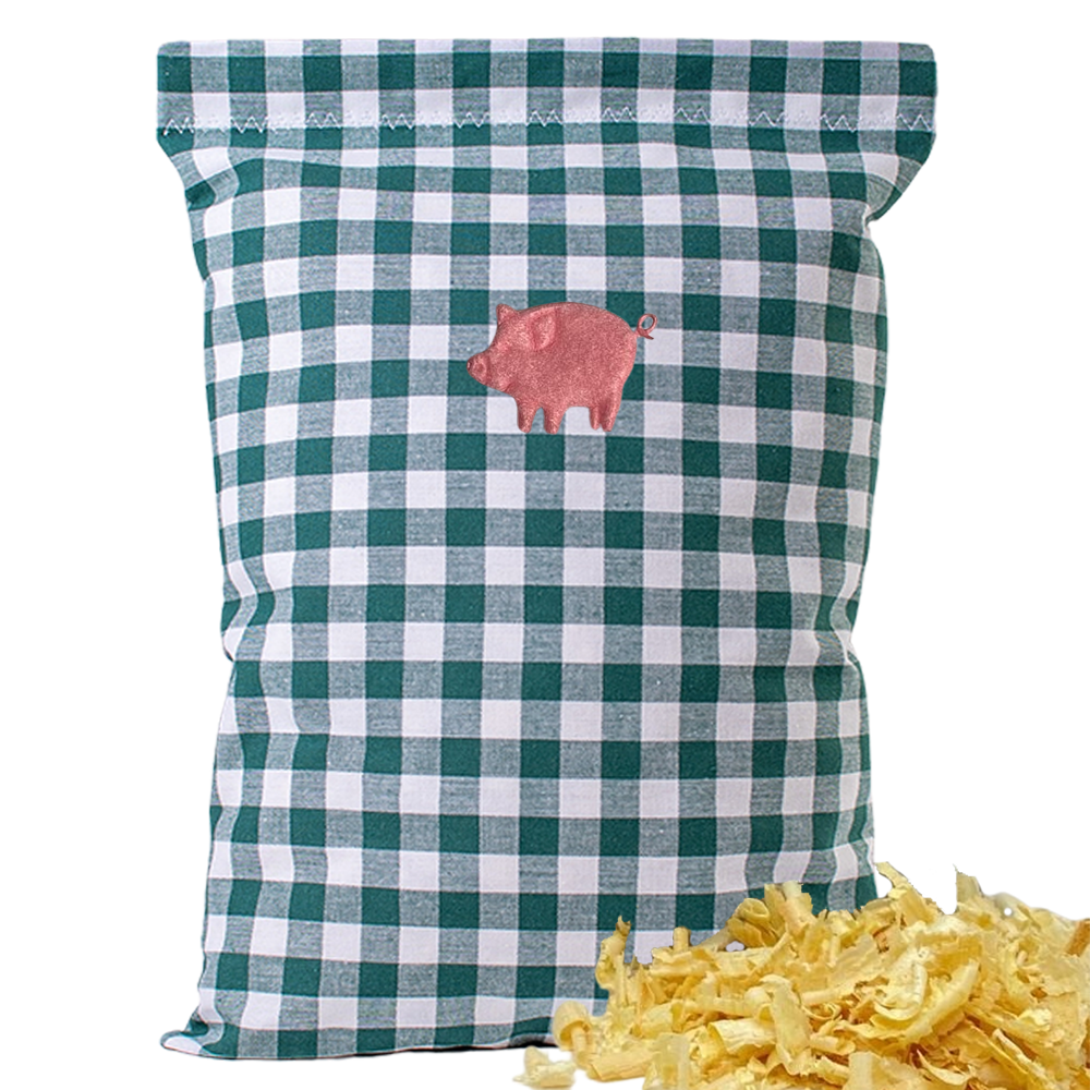 Baumwoll Zirbenkissen grün/weiß großkariert mit versch. Motiven - 30x20 cm