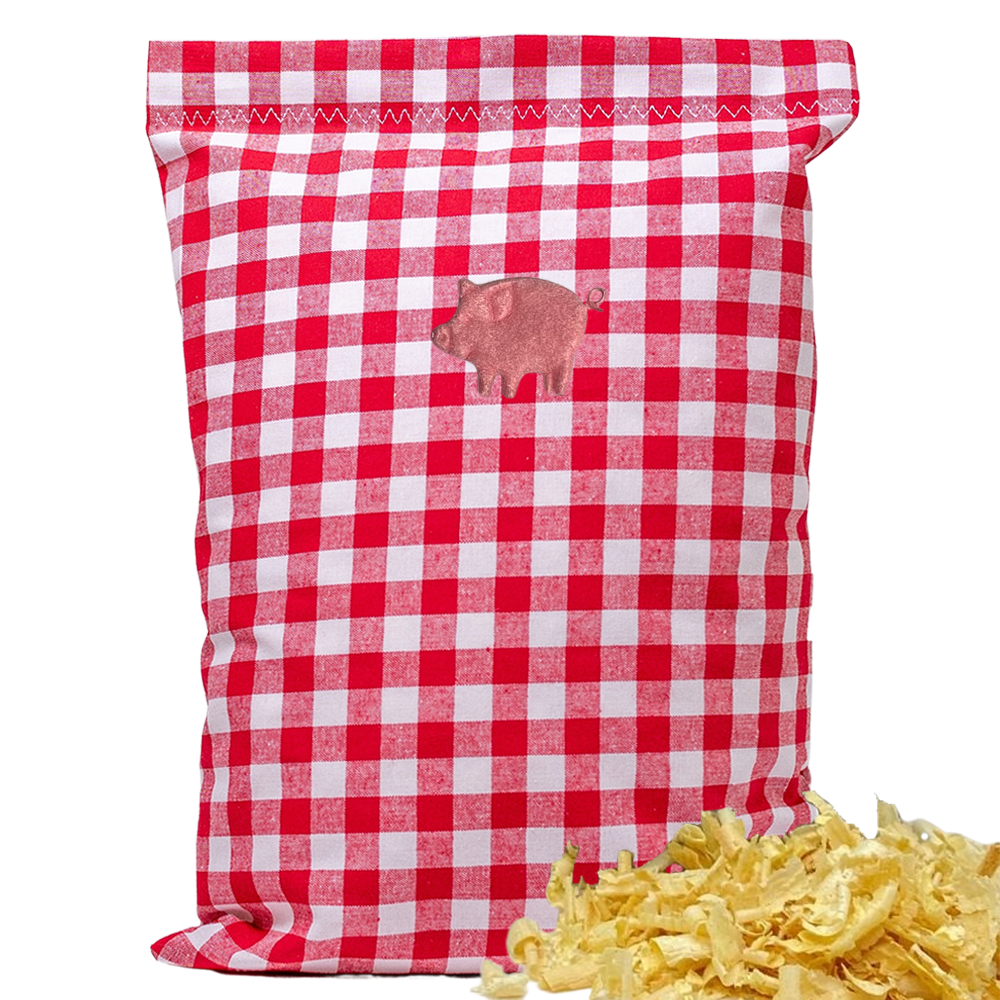 Baumwoll Zirbenkissen rot/weiß großkariert mit versch. Motiven - 30x20 cm