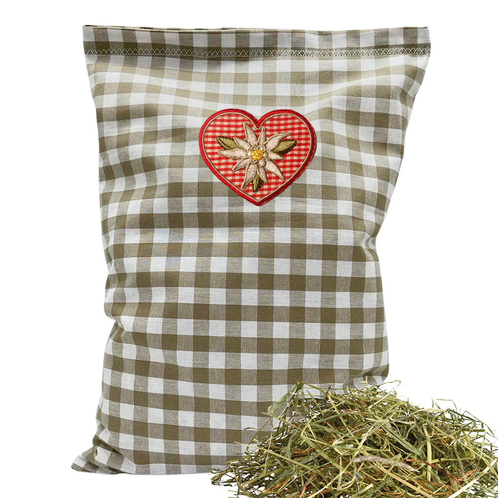 Baumwoll Kräuterkissen beige/weiß großkariert mit vielfältigen Motiven - 30x20 cm