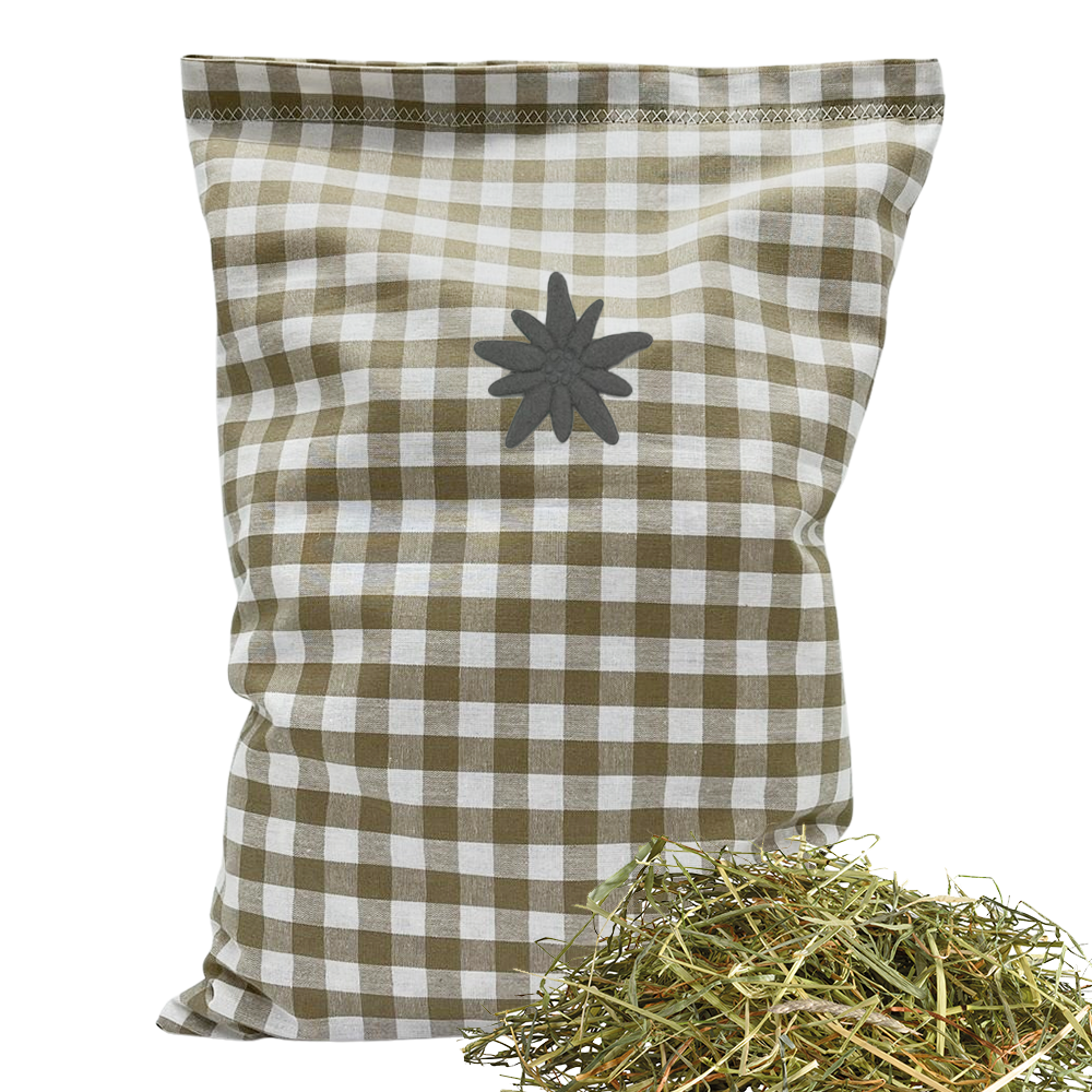Baumwoll Kräuterkissen beige/weiß großkariert mit vielfältigen Motiven - 30x20 cm