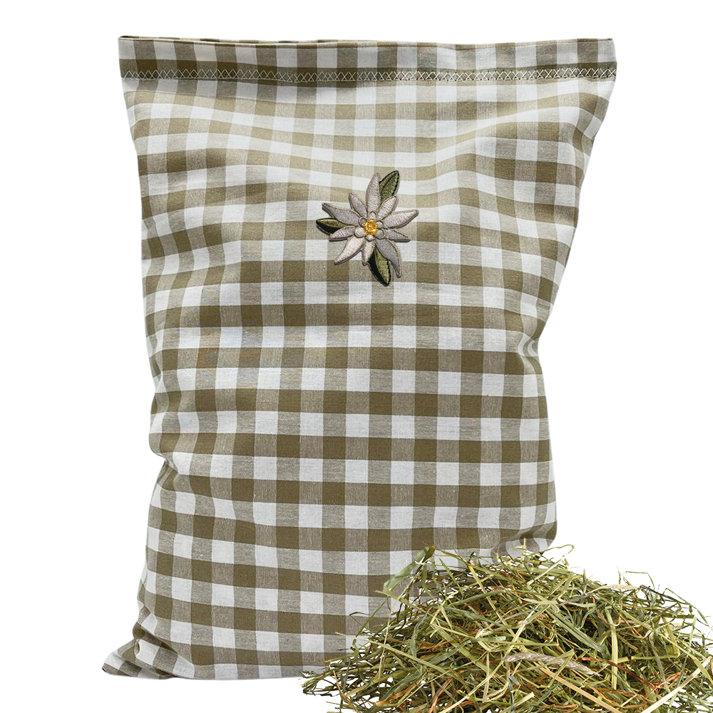 Baumwoll Kräuterkissen beige/weiß großkariert mit vielfältigen Motiven - 30x20 cm