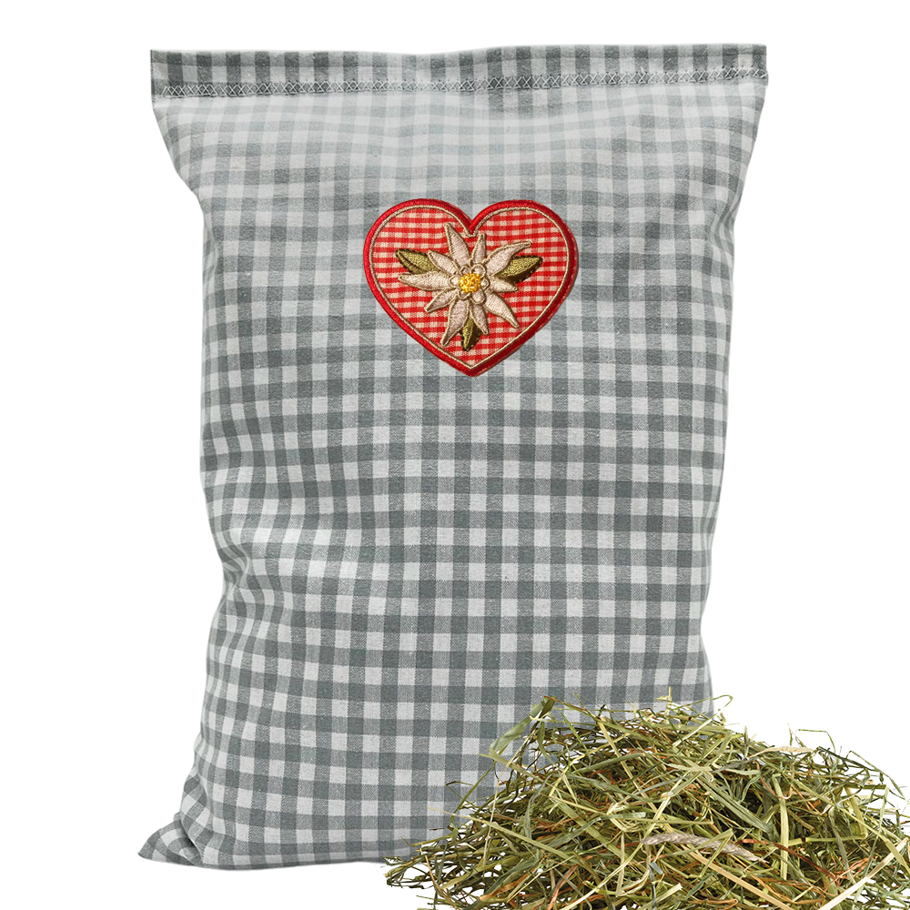 Baumwoll Kräuterkissen grau/weiß kariert mit vielfältigen Motiven - 30x20 cm