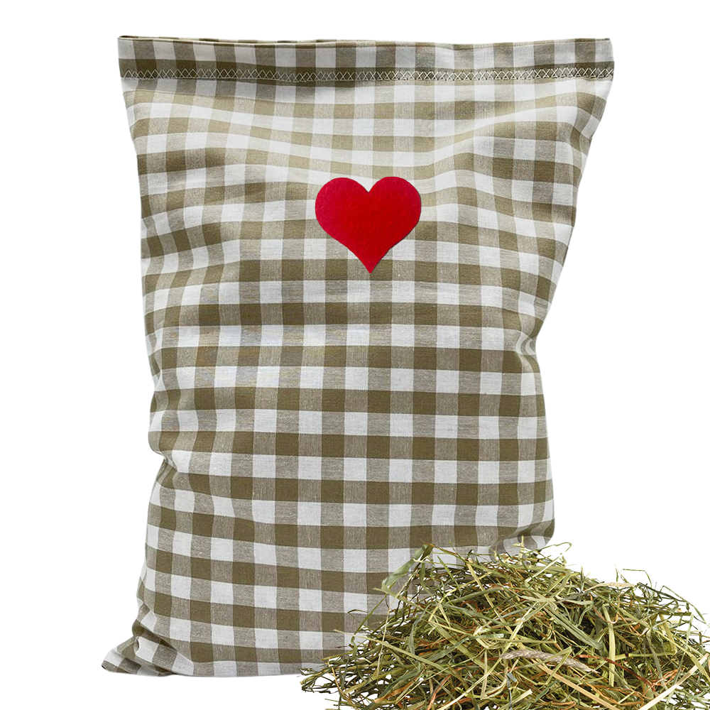 Baumwoll Kräuterkissen beige/weiß großkariert mit vielfältigen Motiven - 30x20 cm