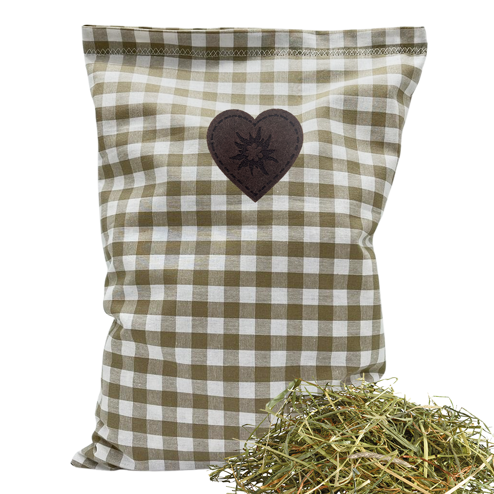 Baumwoll Kräuterkissen beige/weiß großkariert mit vielfältigen Motiven - 30x20 cm