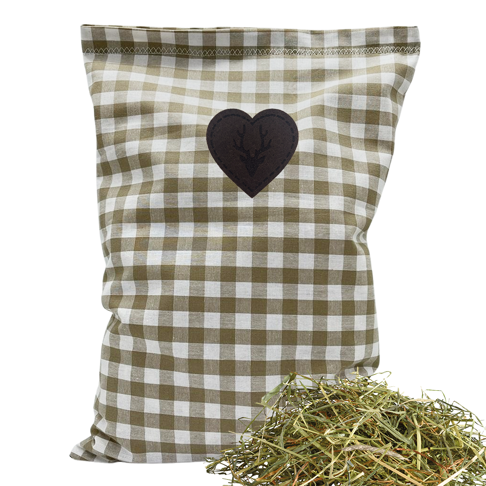 Baumwoll Kräuterkissen beige/weiß großkariert mit vielfältigen Motiven - 30x20 cm