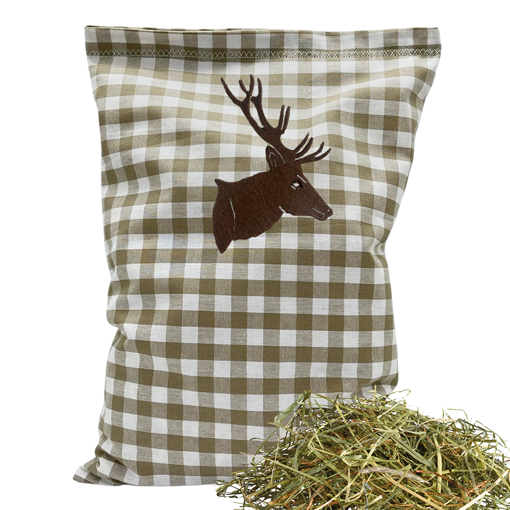 Baumwoll Kräuterkissen beige/weiß großkariert mit vielfältigen Motiven - 30x20 cm