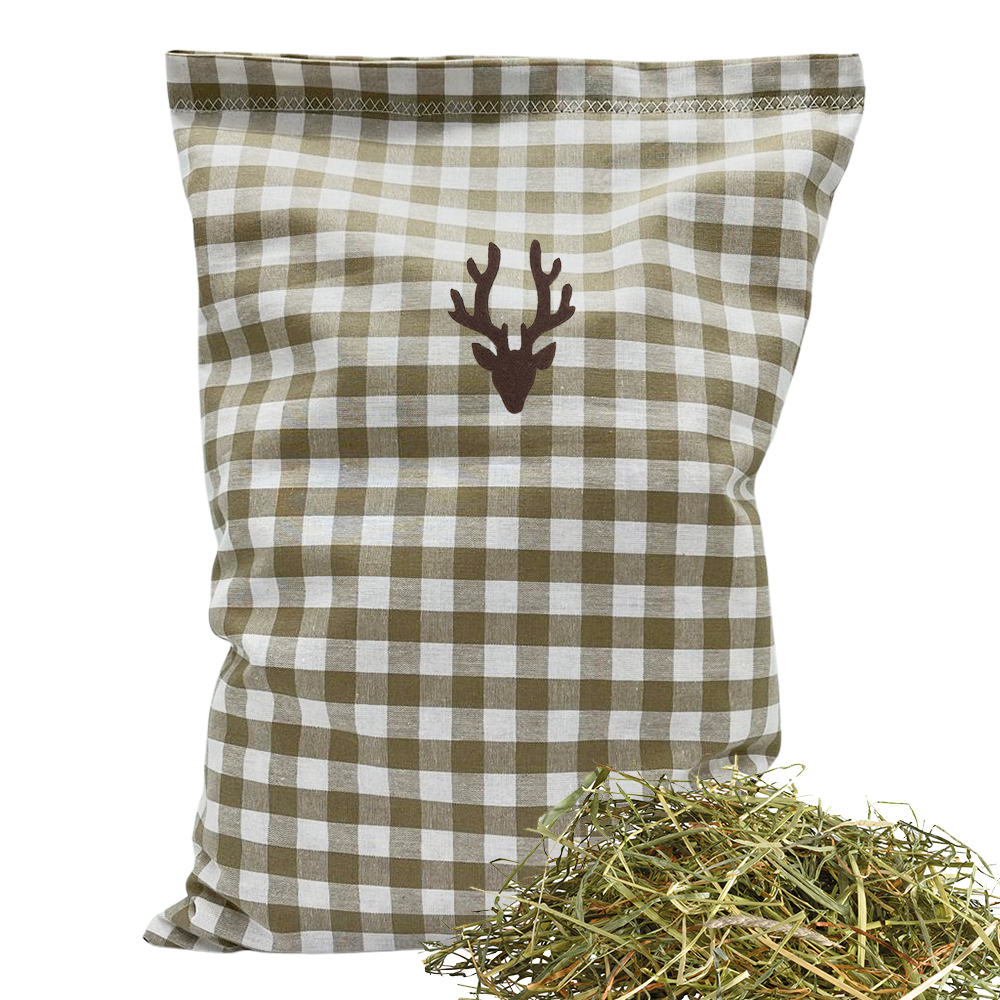 Baumwoll Kräuterkissen beige/weiß großkariert mit vielfältigen Motiven - 30x20 cm