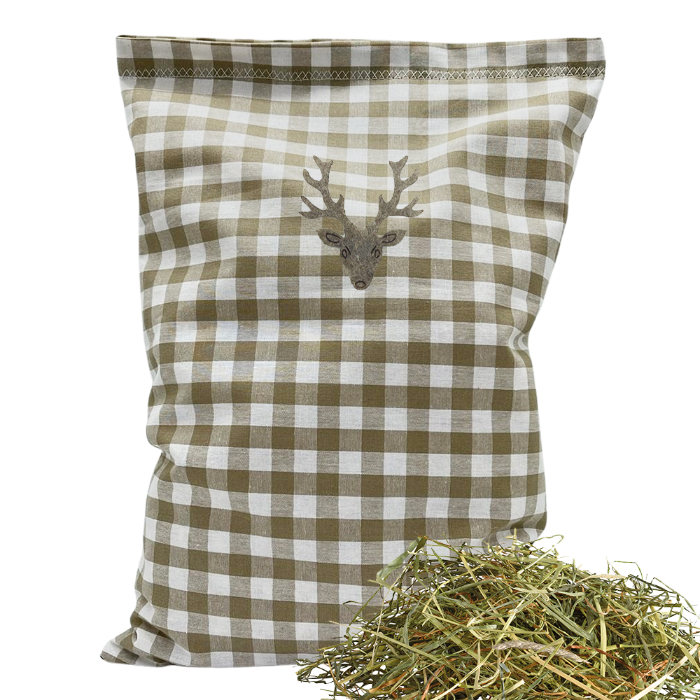 Baumwoll Kräuterkissen beige/weiß großkariert mit vielfältigen Motiven - 30x20 cm