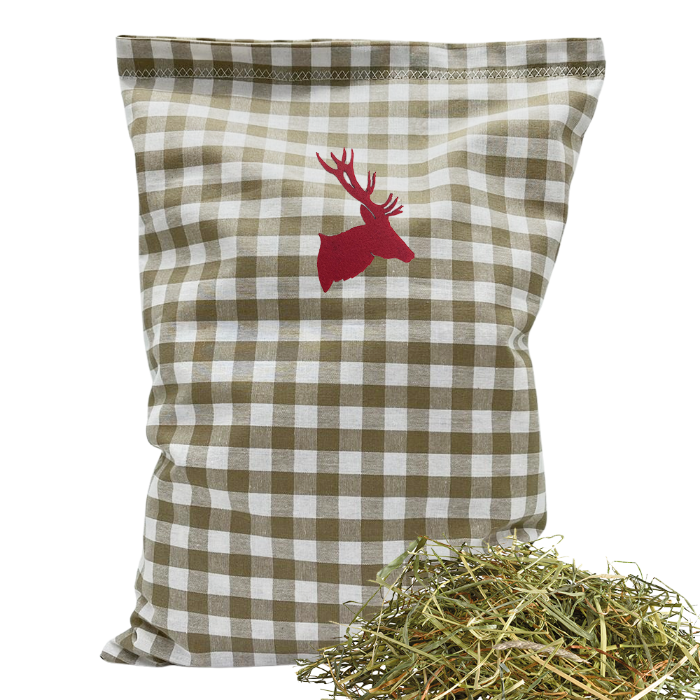 Baumwoll Kräuterkissen beige/weiß großkariert mit vielfältigen Motiven - 30x20 cm