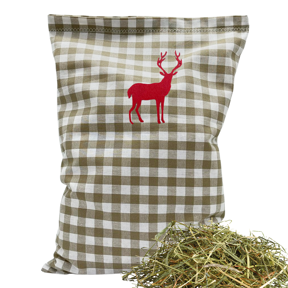 Baumwoll Kräuterkissen beige/weiß großkariert mit vielfältigen Motiven - 30x20 cm