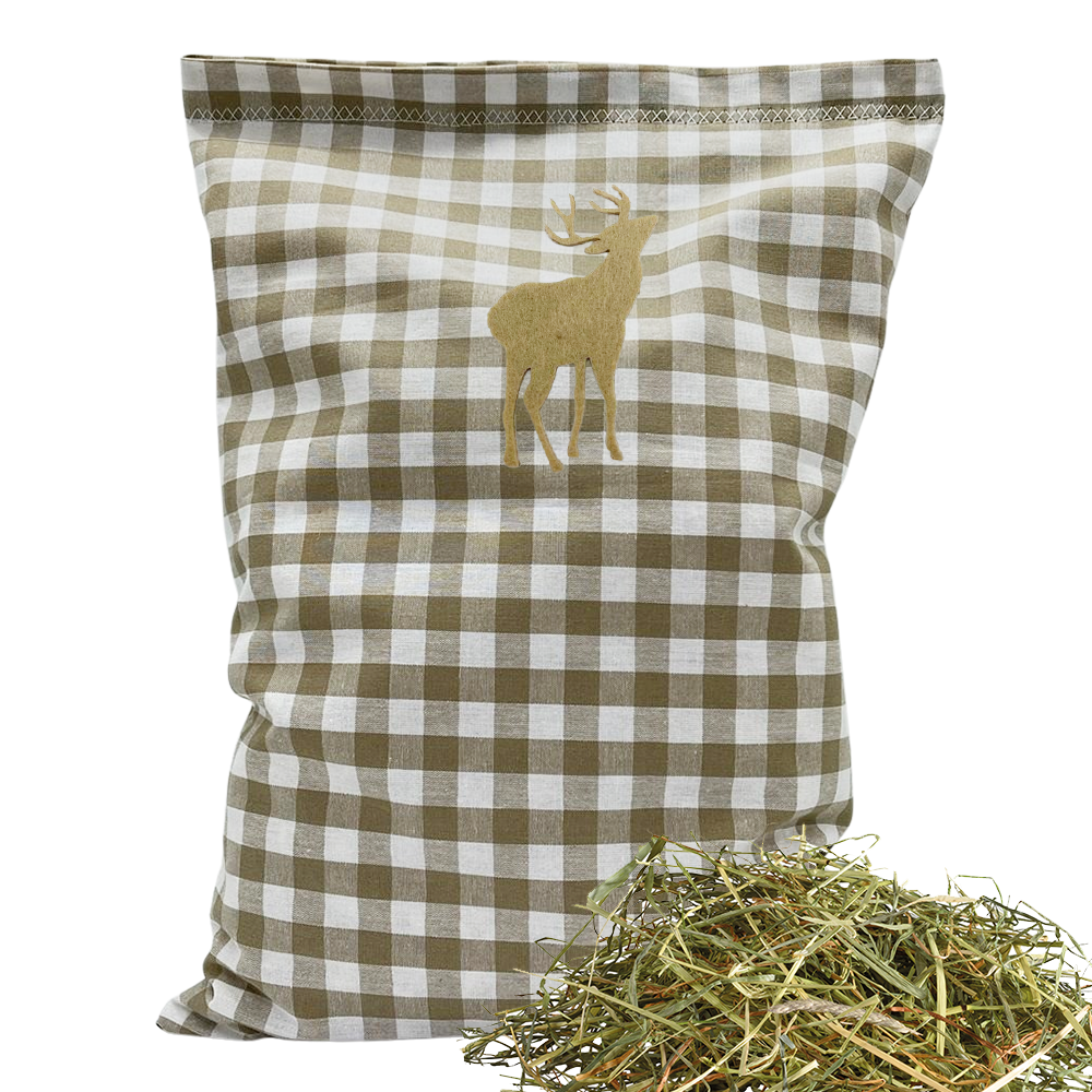 Baumwoll Kräuterkissen beige/weiß großkariert mit vielfältigen Motiven - 30x20 cm
