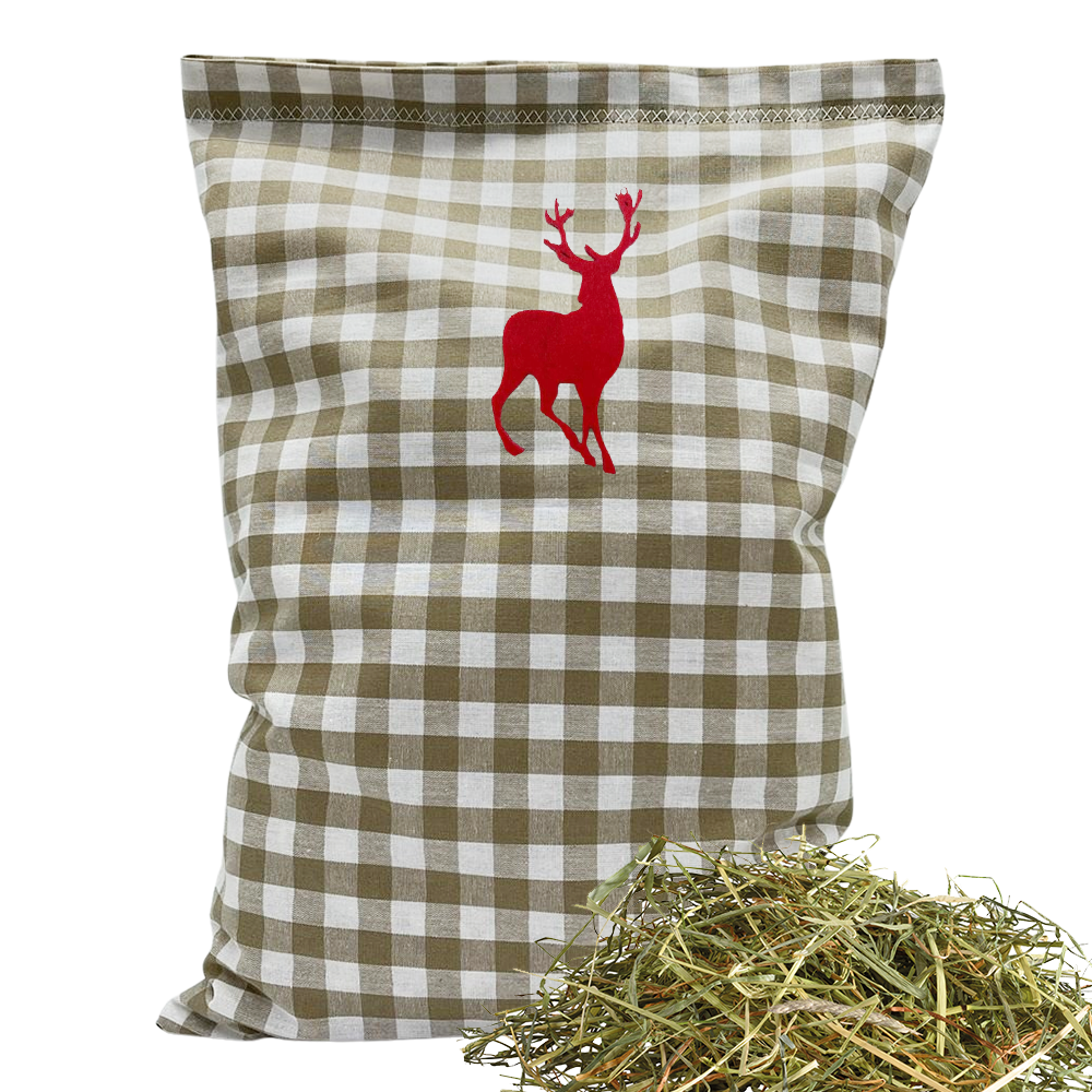 Baumwoll Kräuterkissen beige/weiß großkariert mit vielfältigen Motiven - 30x20 cm