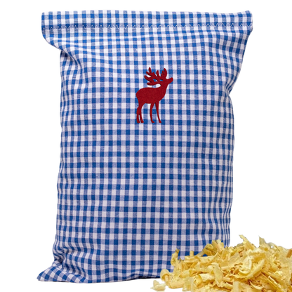 Zirbenkissen blau/weiß kariert - Elch rot - 30x20 cm