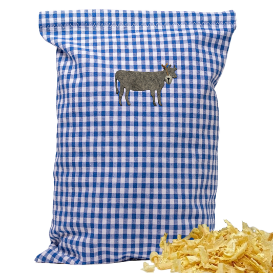 Zirbenkissen blau/weiß kariert - Kuh - 30x20 cm