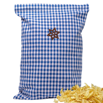 Zirbenkissen blau/weiß kariert - Stern braun - 30x20 cm