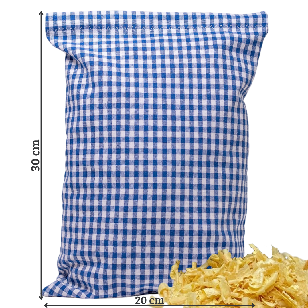 Zirbenkissen blau/weiß kariert - Kuh - 30x20 cm