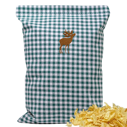 Zirbenkissen grün/weiß kariert - Elch rot - 30x20 cm