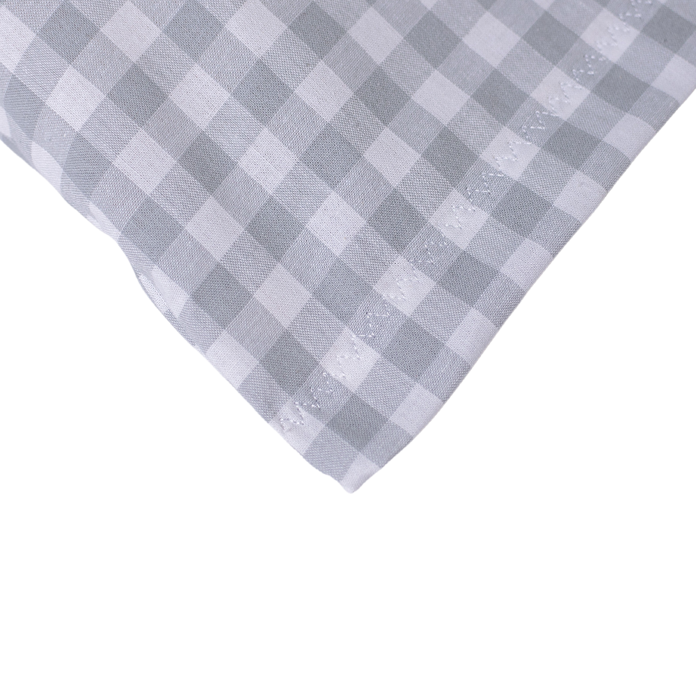 Baumwoll Zirbenkissen grau/weiß großkariert mit versch. Motiven - 30x20 cm