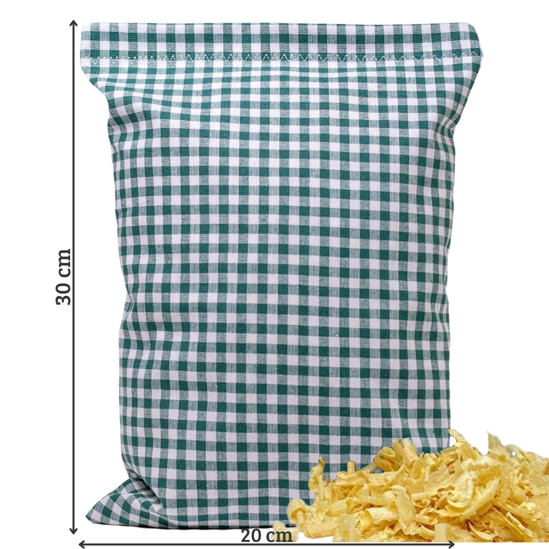 Zirbenkissen grün/weiß kariert - Kuh - 30x20 cm