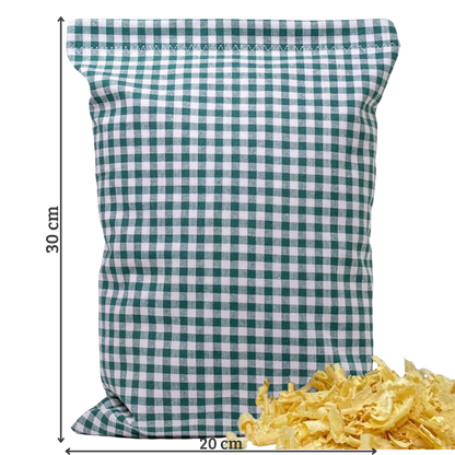 Zirbenkissen grün/weiß kariert - Kuh - 30x20 cm