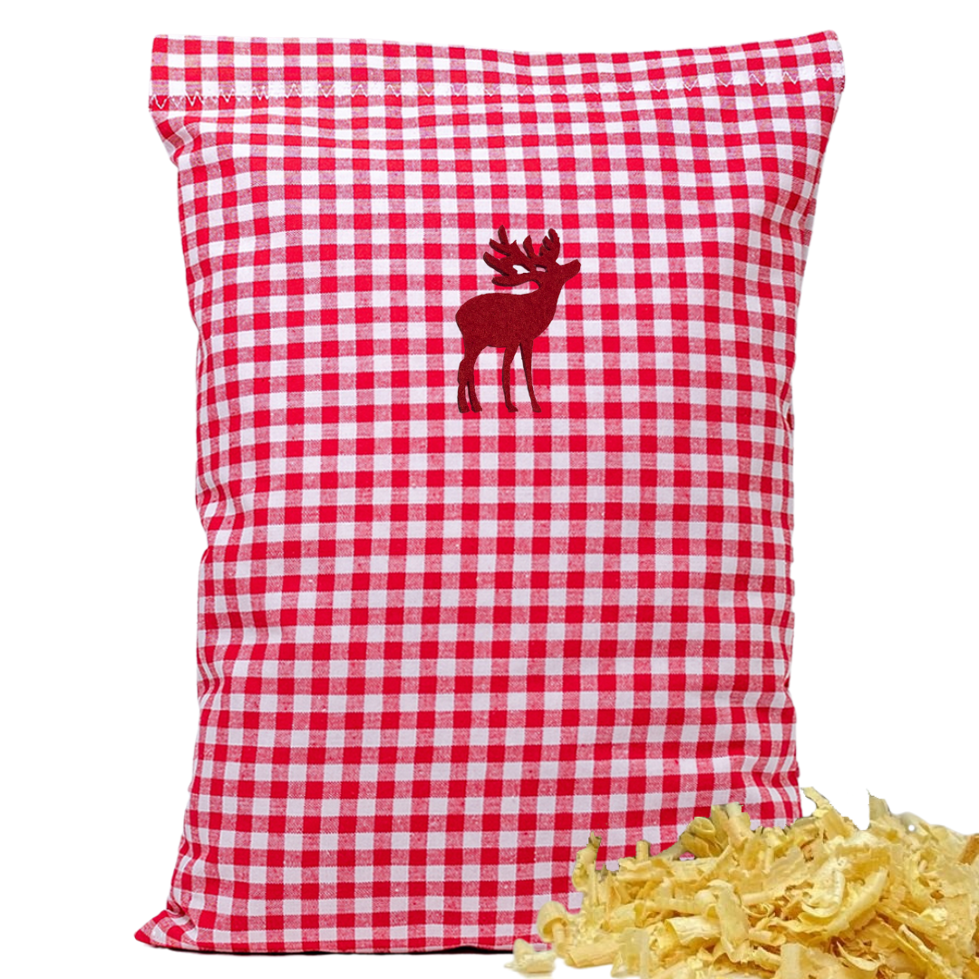 Zirbenkissen rot/weiß kariert - Elch rot - 30x20 cm
