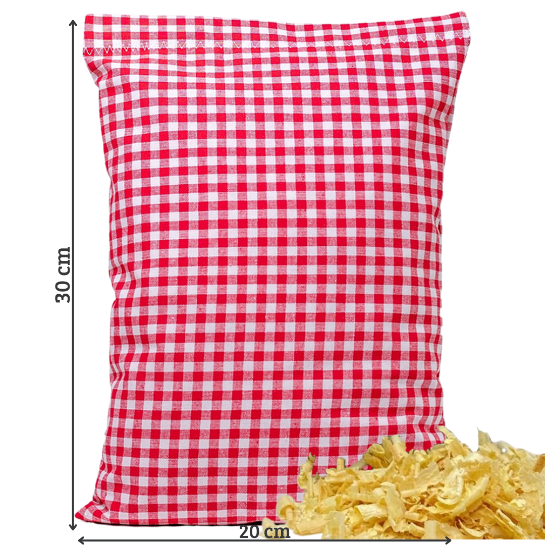 Zirbenkissen rot/weiß kariert - Elch braun - 30x20 cm