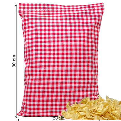 Zirbenkissen rot/weiß kariert - Elch braun - 30x20 cm