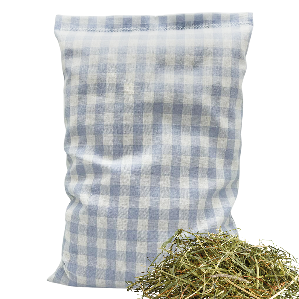Baumwoll Kräuterkissen hellblau/weiß großkariert mit vielfältigen Motiven - 30x20 cm