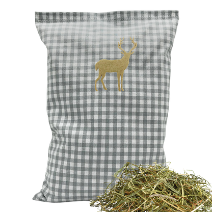 Baumwoll Kräuterkissen grau/weiß kariert mit vielfältigen Motiven - 30x20 cm
